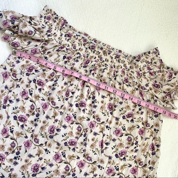 REWIND Cream Pink Purple Floral Off Shoulder Prairie Hippie Boho Top - Picture 8 of 9
